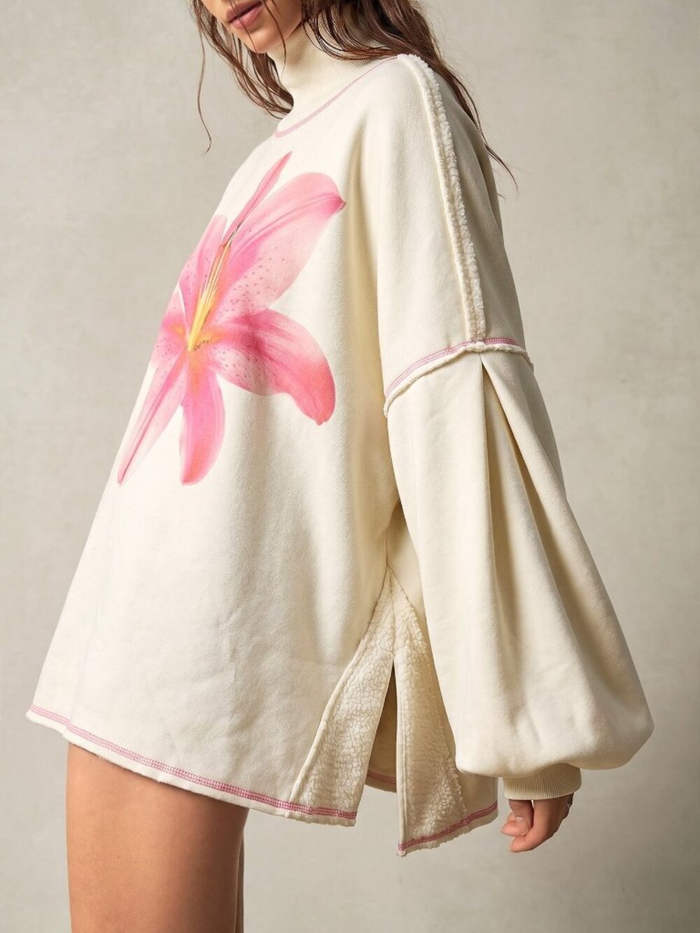 Apricot Casual Women's Knit Loose Fit Sweatshirt
